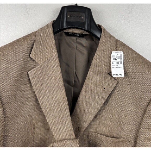 Jos A Bank Traveler Tailored Mens Brown Silk & Wool Blazer Sport Jacket 46R NWT - Picture 3 of 10